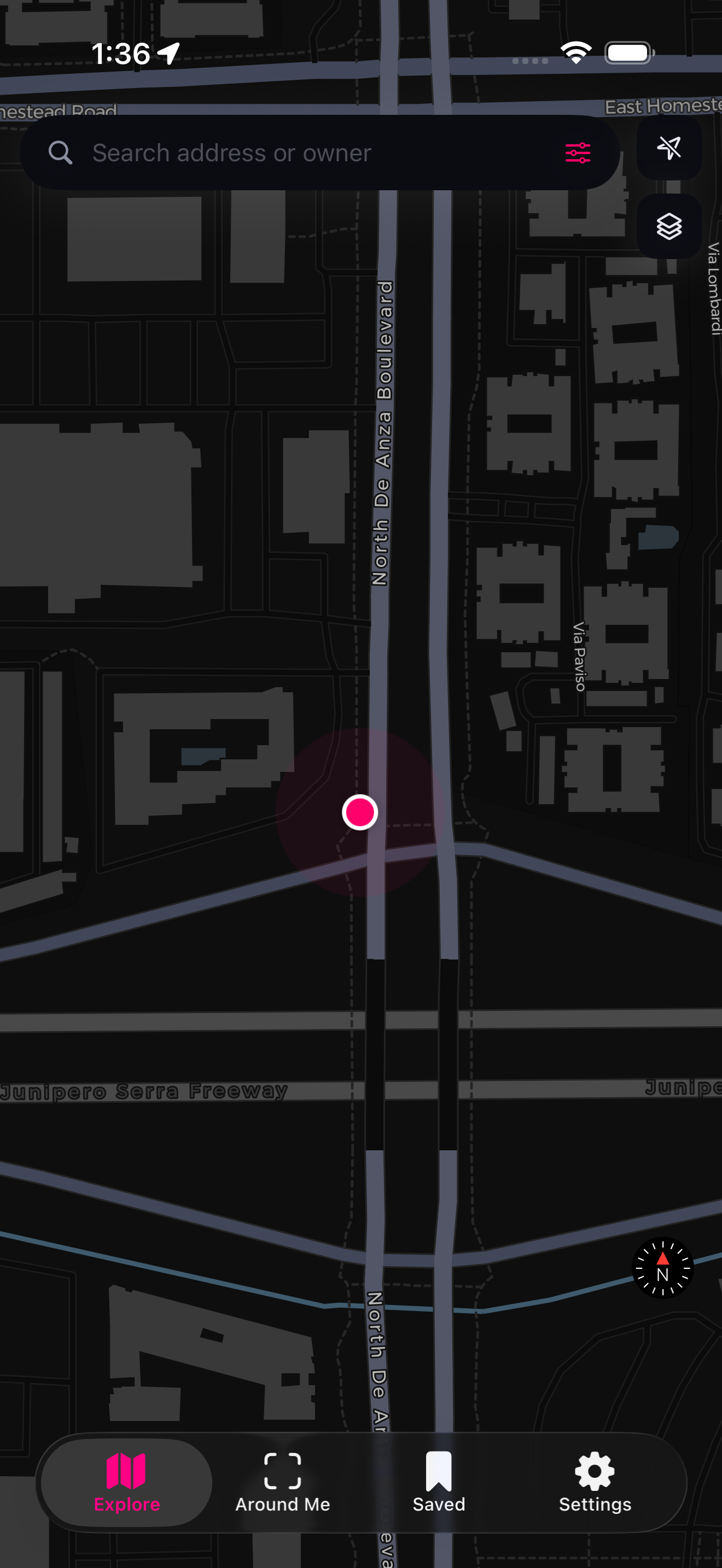 Map view with parcel boundaries